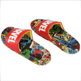 MARVEL LOGO & COMIC ART ATHLETIC SLIDE SANDALS - SIZE LARGE
