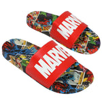 MARVEL LOGO & COMIC ART ATHLETIC SLIDE SANDALS - SIZE MEDIUM
